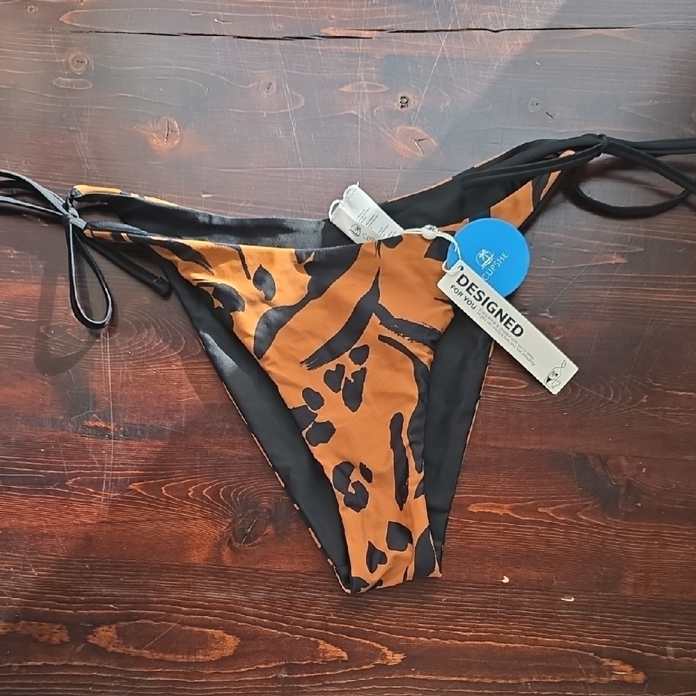NWT Cupshe Leopard Print Tie Side Bikini Bottom - Size Medium